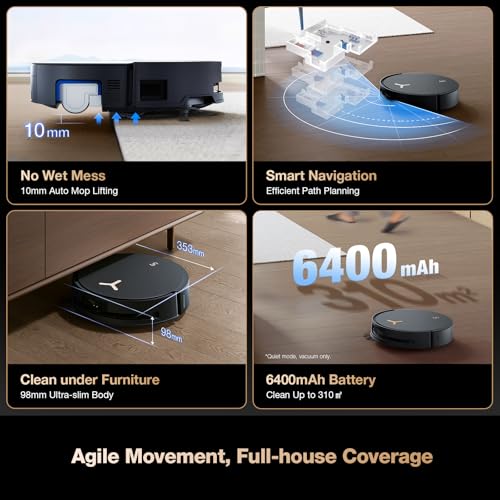ECOVACS DEEBOT T50 MAX PRO Omni Robot Vacuum and Mop, 18,500Pa Suction, 18mm Auto-Lift, ZeroTangle &TruEdge 2.0, AIVI 3.0 Obstacle Avoidance