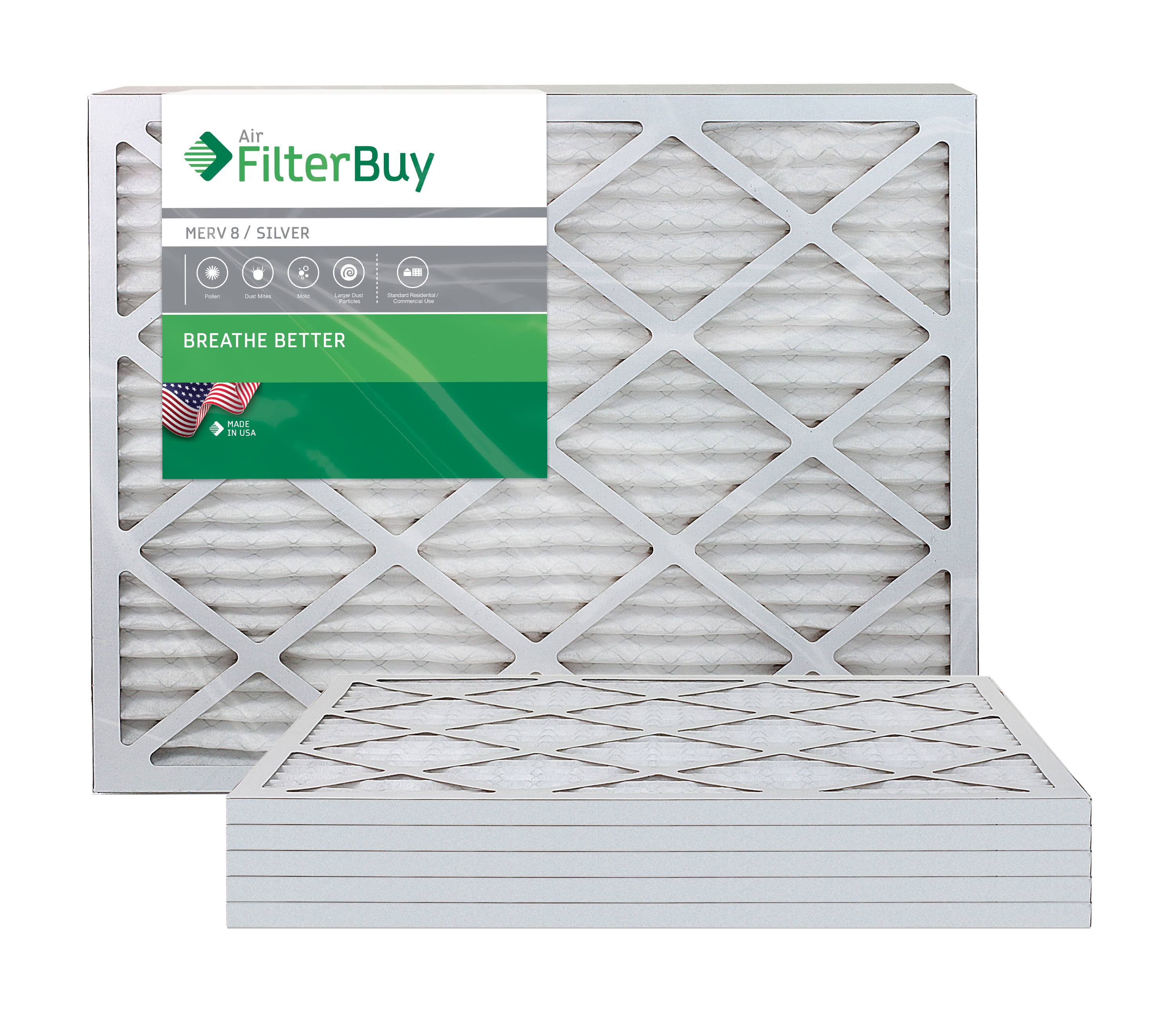 AFB Silver MERV 8 14x36x1 Pleated AC Furnace Air Filter. Pack of 6 Filters. 100% Produced in The USA.
