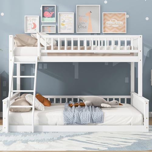 Ball & Cast Twin-Over-Twin Bunk Bed with Twin-Size Trundle and 3 Storage Stairs,Wood Bunkbed w/Full-Length Guardrails,Slat Support