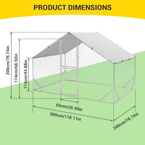Large Metal Chicken Coop, Walk-in Poultry Cage
