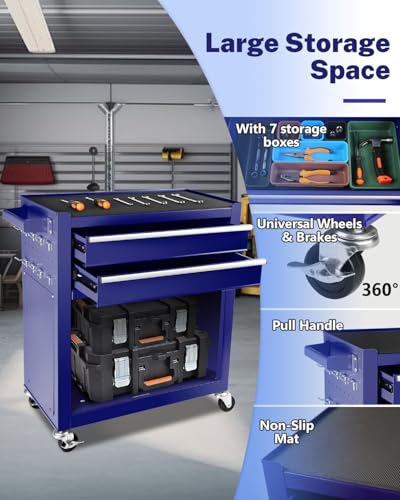 5-Drawer Rolling Tool Chest, Modular Tool Cabinet with Brake Casters & Removable Drawers, Workshop Toolbox Cart for Factory/Garage, Black