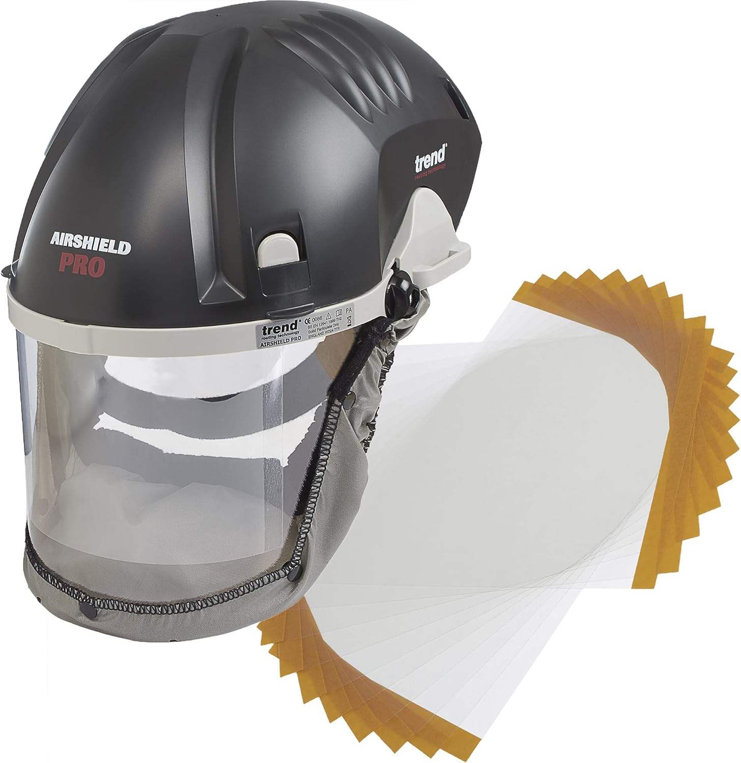 TREND AIR/PRO Airshield and Faceshield Dust Protector - Battery Powered and Air Circulating For Use With All Woodworking Applications