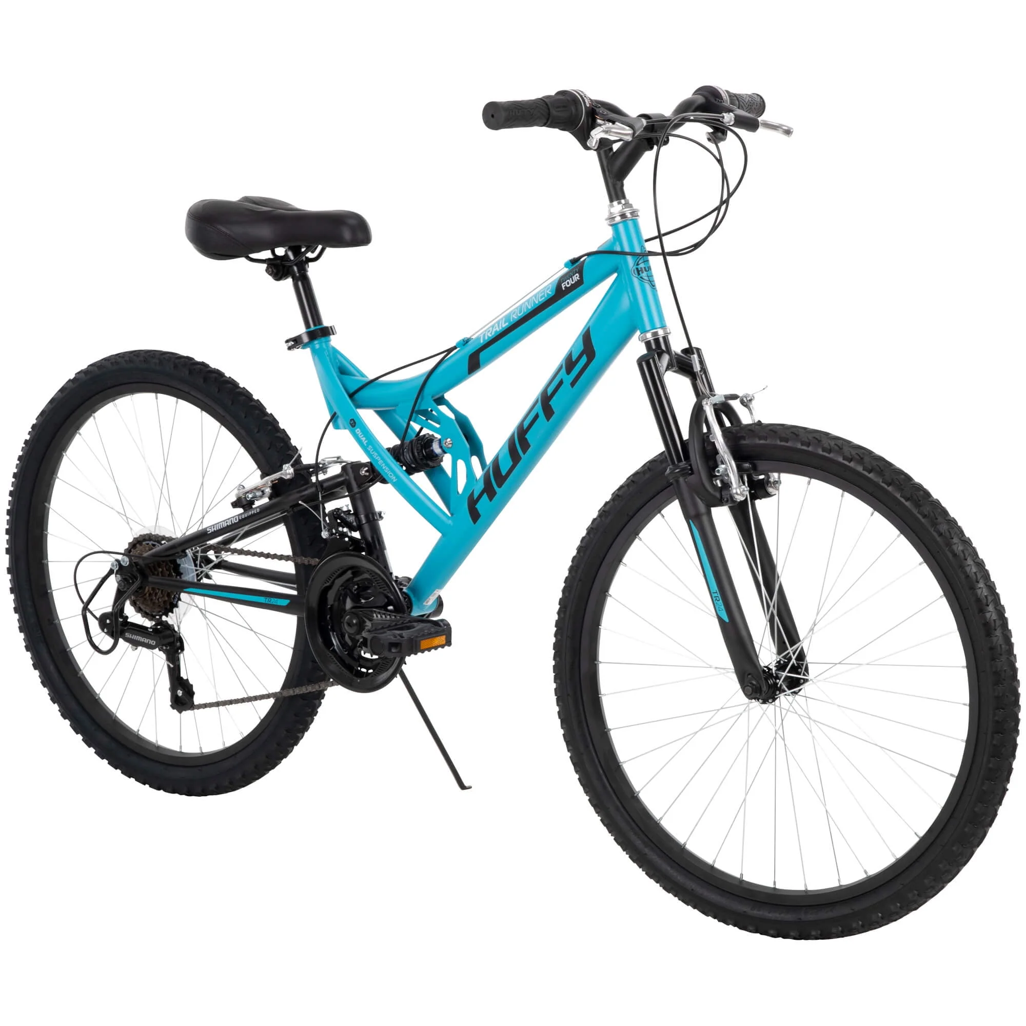 Huffy 24 Trail Runner Girls Full Suspension Mountain Bikes, Ages 12+ Years, Teal Blue