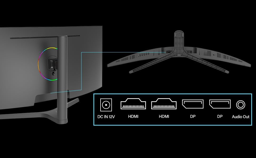 ZZA 32-Inch QHD Curved Gaming Monitor - 2K Resolution, 165Hz Refresh Rate, 1ms Response Time, FreeSync & G-Sync, HDR10, 122% sRGB Coverage, DP/HDMI