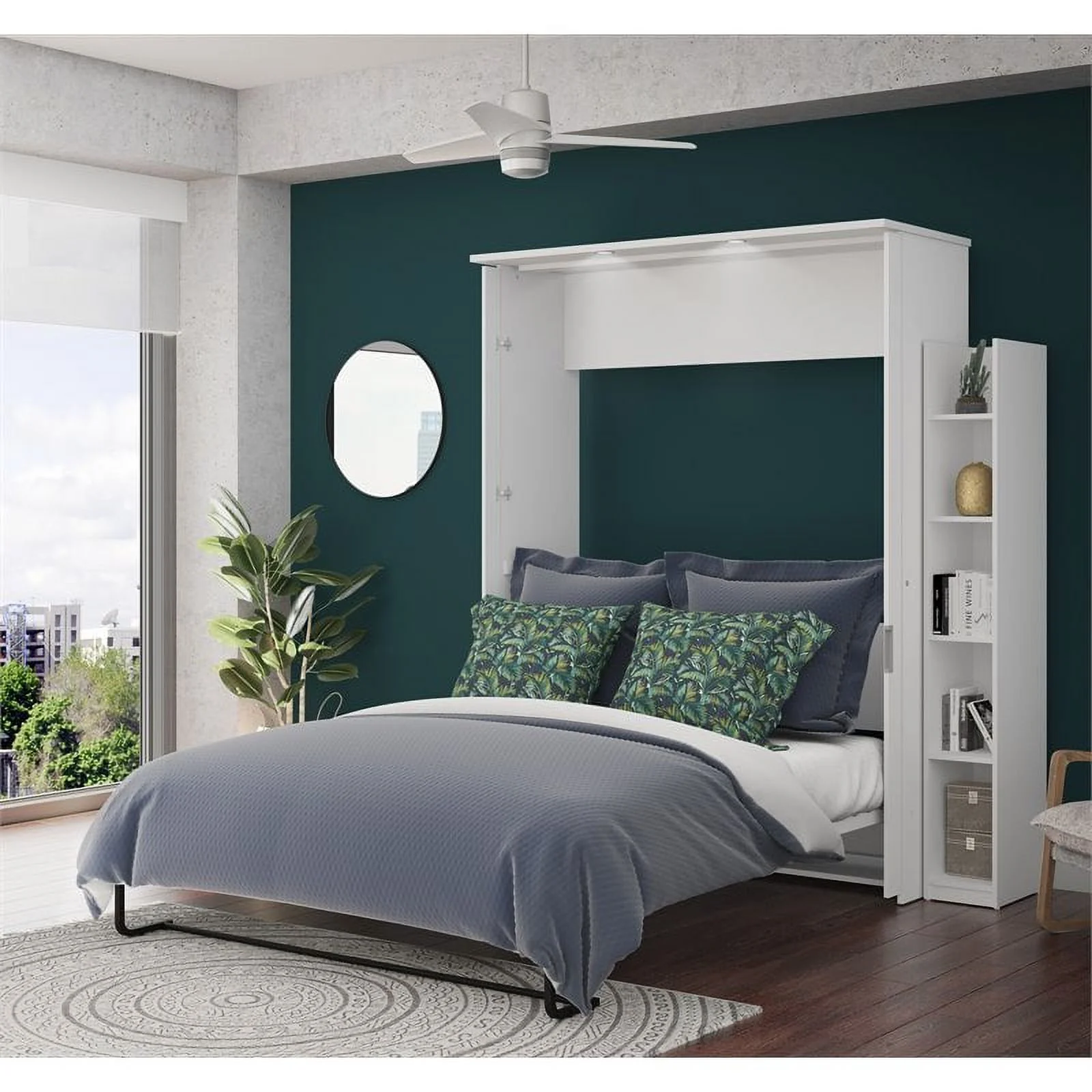 Atlin Designs 76" Queen Murphy Bed and 1 Storage Unit in White