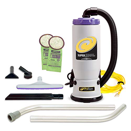 ProTeam Vacuum Backpack, Super QuarterVac HEPA Commercial Backpack Vacuum Cleaner with Small Business Kit, 6 Quart - Corded
