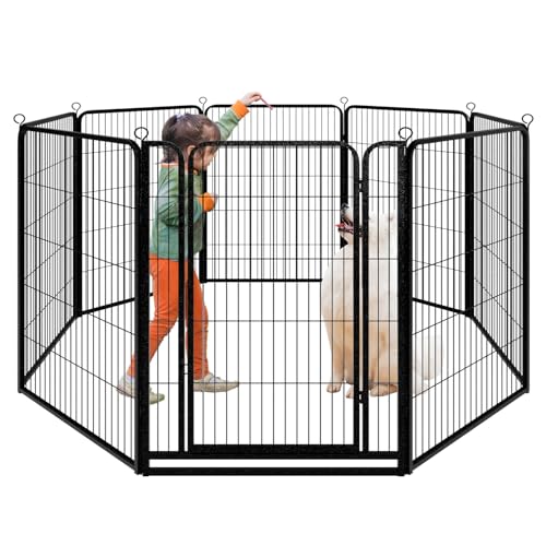 Dog Playpen Outdoor Extra Wide 12 Panels Heavy Duty Anti-Rust Coating-Strengthened Dog Fence 40" Height with Doors Portable for RV Camping Yard