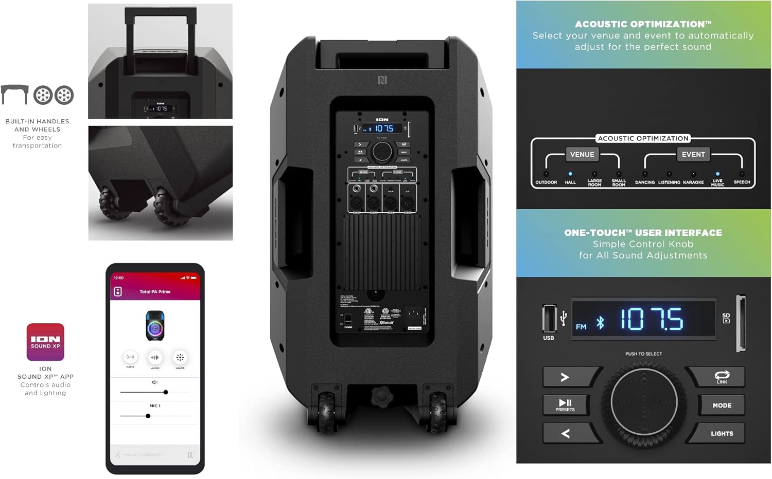 ION Total PA Prime High-Power Bluetooth Speaker System with Acoustic Optimization for Perfect Sound (Renewed)