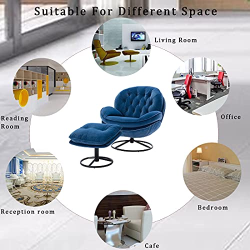 Baysitone Velvet Swivel Accent Chair with Ottoman Set, Modern Lounge Chair with Footrest, Comfy Armchair with 360 Degree Swiveling for Living Room