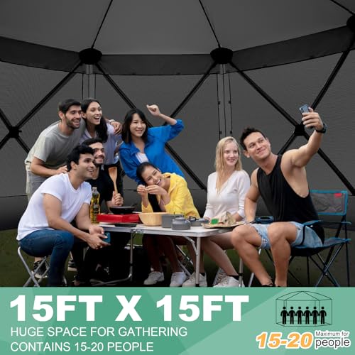 COBIZI 12x12ft Pop up Gazebo Screen Tent Screen House for Camping, Camping Outdoor Screened Gazebo, Canopy Tent
