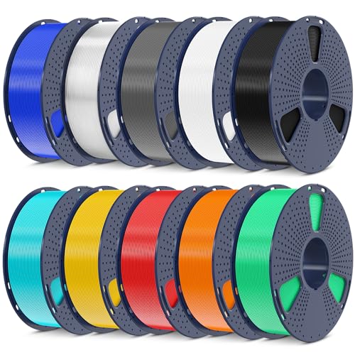 SUNLU 3D Printer Filament Bundle, PLA Plus Filament 10KG 1.75mm, Neatly Wound Filament for Most 3D Printer, 10 Colors, 1kg Spool