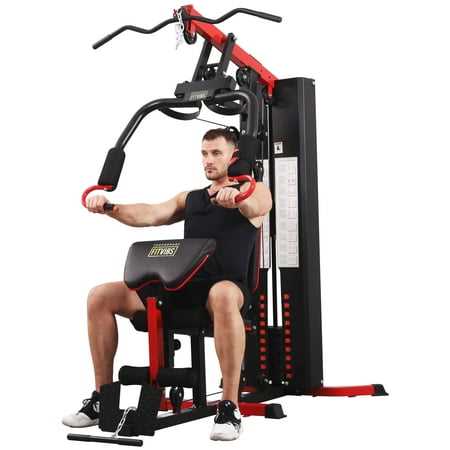 Fitvids Lx750 Home Gym System Workout Station with 330 Lbs of Resistance, 122.5 Lbs Weight Stack, One Station, Comes with Installation Instruction