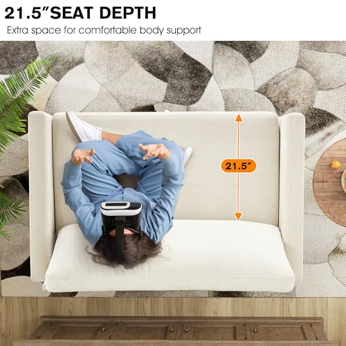 51" Loveseat Sleeper Sofa Bed, Chenille Convertible Floor Sofa Bed for Small Spaces, Folding Couch Bed with Deep Seat, 2 Pillows & Solid Frame