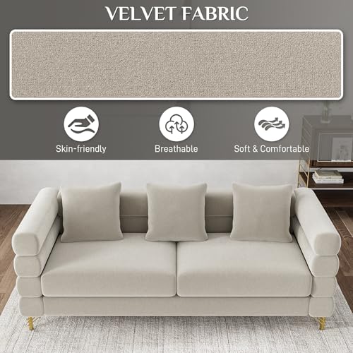 Cloud Couch for Living Room, 79" Modern Overstuffed Deep Seat Boucle Sherpa 3 Seater Sofa with 3 Pillows