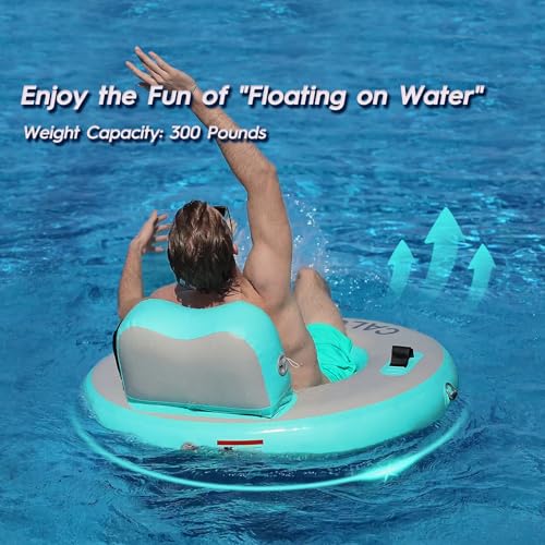 Round Floating Ring Inflatable Water Hammock Heavy Duty River Floats Lake Raft for Adults Tanning Pool Lounger Float Island Platform Pad Mat for Party
