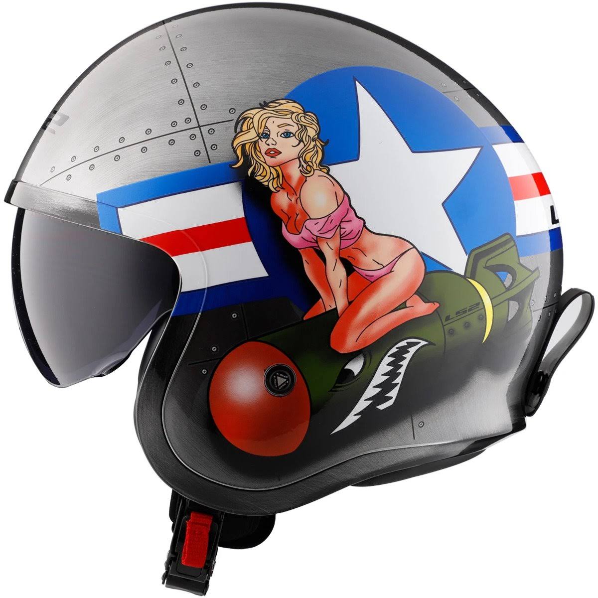 LS2 Spitfire Bomb Rider Adult Cruiser Helmets Brushed Alloy / Large