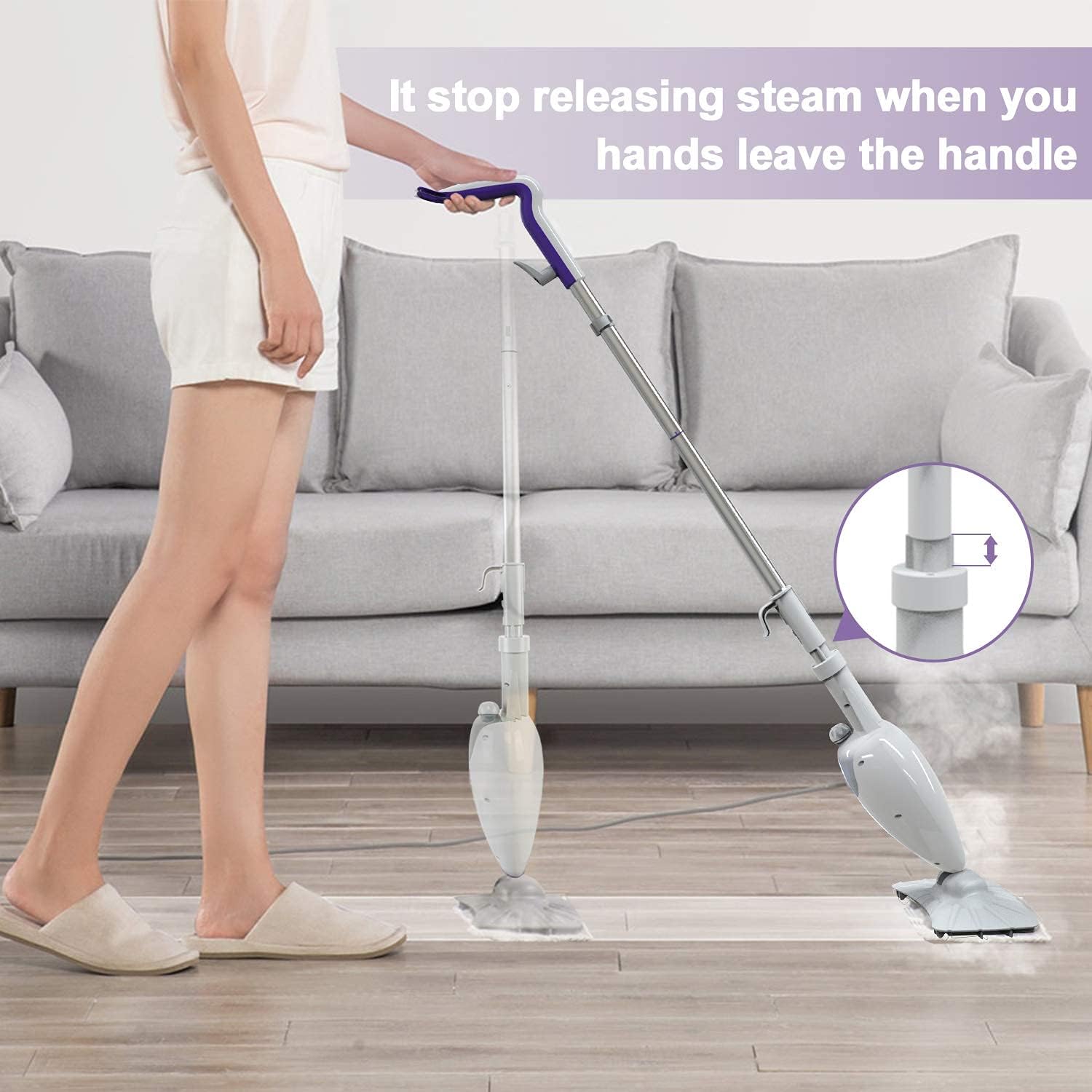 LIGHT 'N' EASY Steam Mop, Floor Steamers for Hardwood and Tile,Lightweight Steam Mops for Laminate Floor,Carpet Steamer,Wood Floor Mop Steam Cleaners