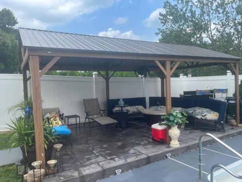 Domi 10’ x 10’ Hardtop Gazebo Metal Frame Canopy with Netting & Curtains