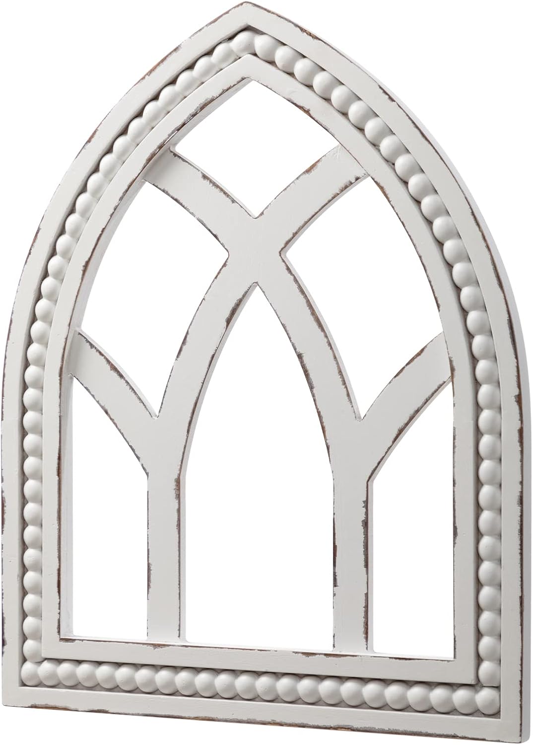 ALIMORDEN Gothic Style Arched Wood and Metal Rustic Window Pane Decorative Cathedral Window Frame