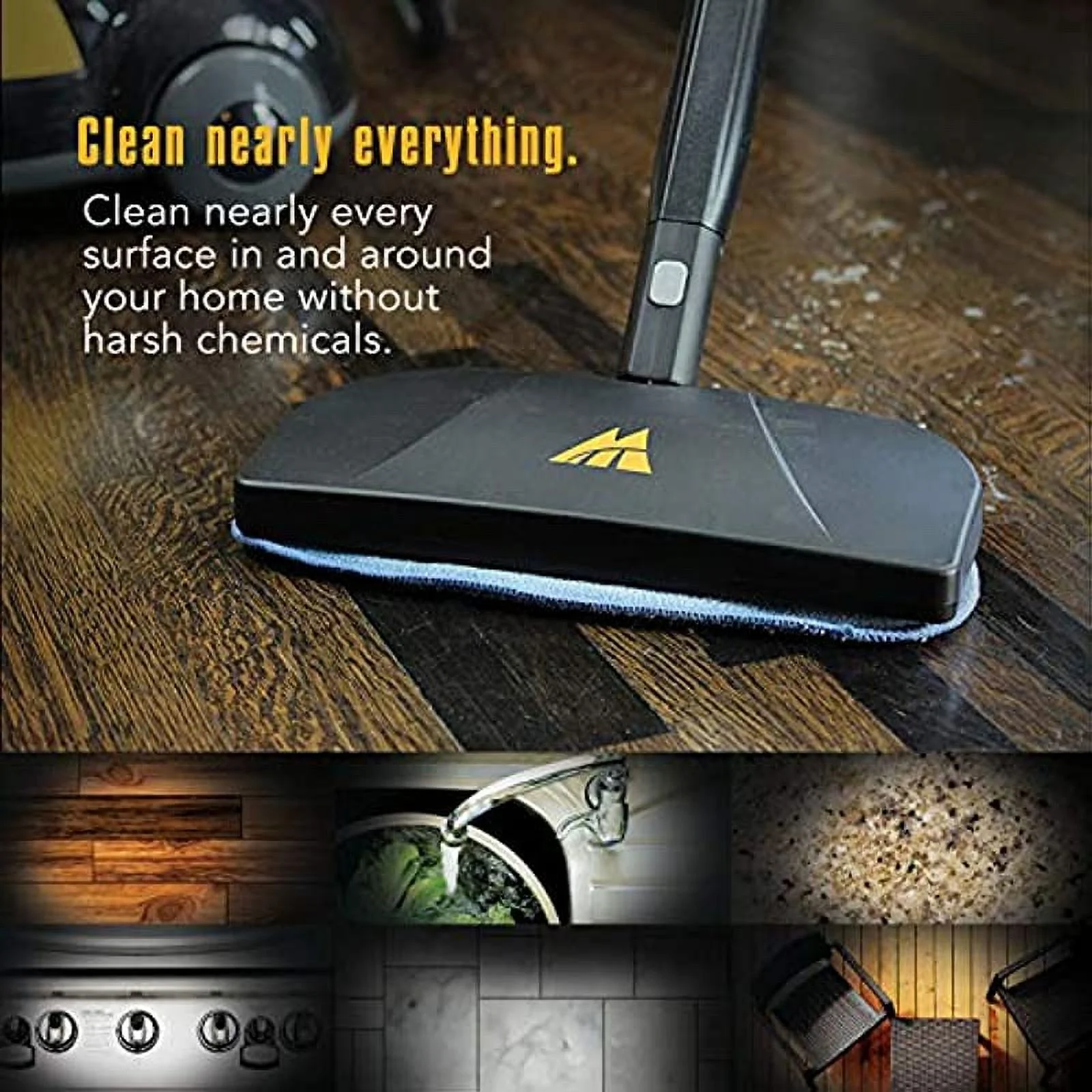 McCulloch MC1275 Heavy-Duty Steam Cleaner with 18 Accessories, Extra-Long Power Cord, Chemical-Free Pressurized Cleaning for Most Floors, Counters