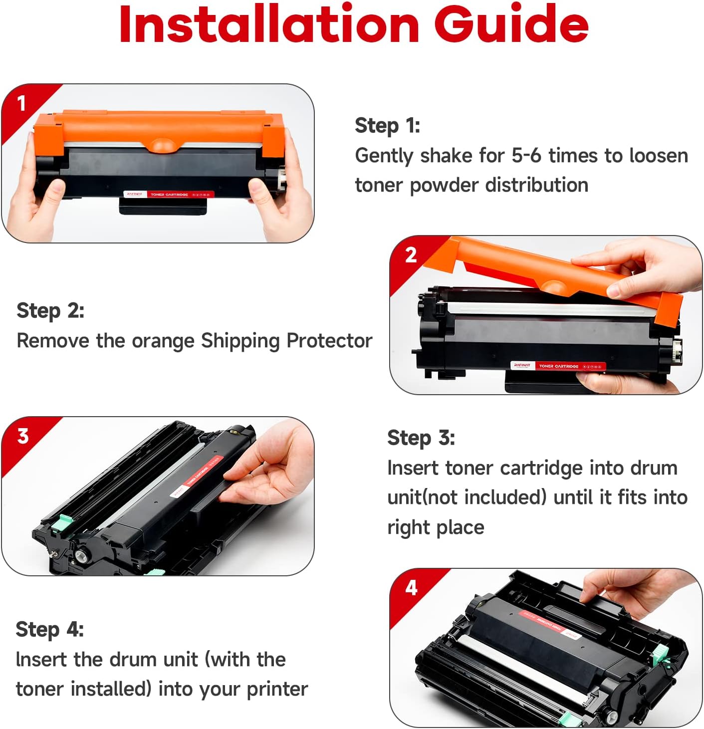 RAFINAT TN760 Toner Cartridge with Chip Page Yield Up to 3,000 Pages