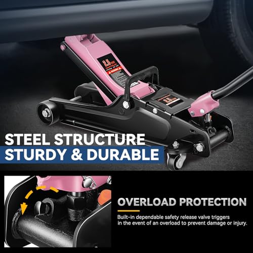 Auto Dynasty 4 Ton Low Profile Floor Jack, Heavy Duty Steel Hydraulic Car Jack with Dual Pistons Quick Lift Pump, Hydraulic Racing Floor Jack
