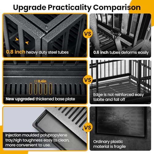 Oranland 48 inch Heavy Duty Indestructible Dog Crate,2025 New Upgraded Reinforced Baseplate for Large Dogs