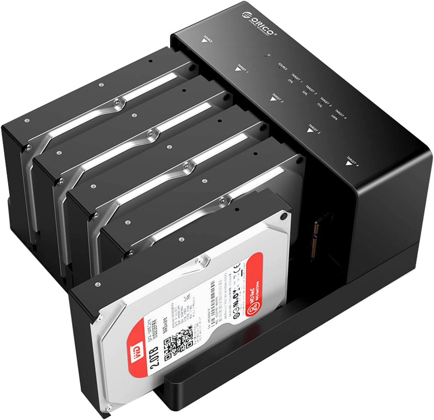ORICO USB 3.0 to SATA External Hard Drive 5 Bay Docking Station with Duplicator Offline Clone Function for 2.5 or 3.5in HDD, SSD Support 5X 10 TB