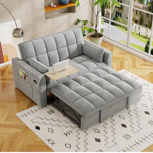 WIIS' IDEA Convertible Sofa Bed,3 in 1 Velvet Sleeper Sofa Pull-Out Bed
