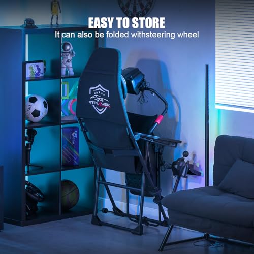 GTPLAYER Sim Racing Cockpit Foldable & Adjustable for High Performance Sim Racing Compact & Flexible Supports All Steering Wheels & Pedals for PC