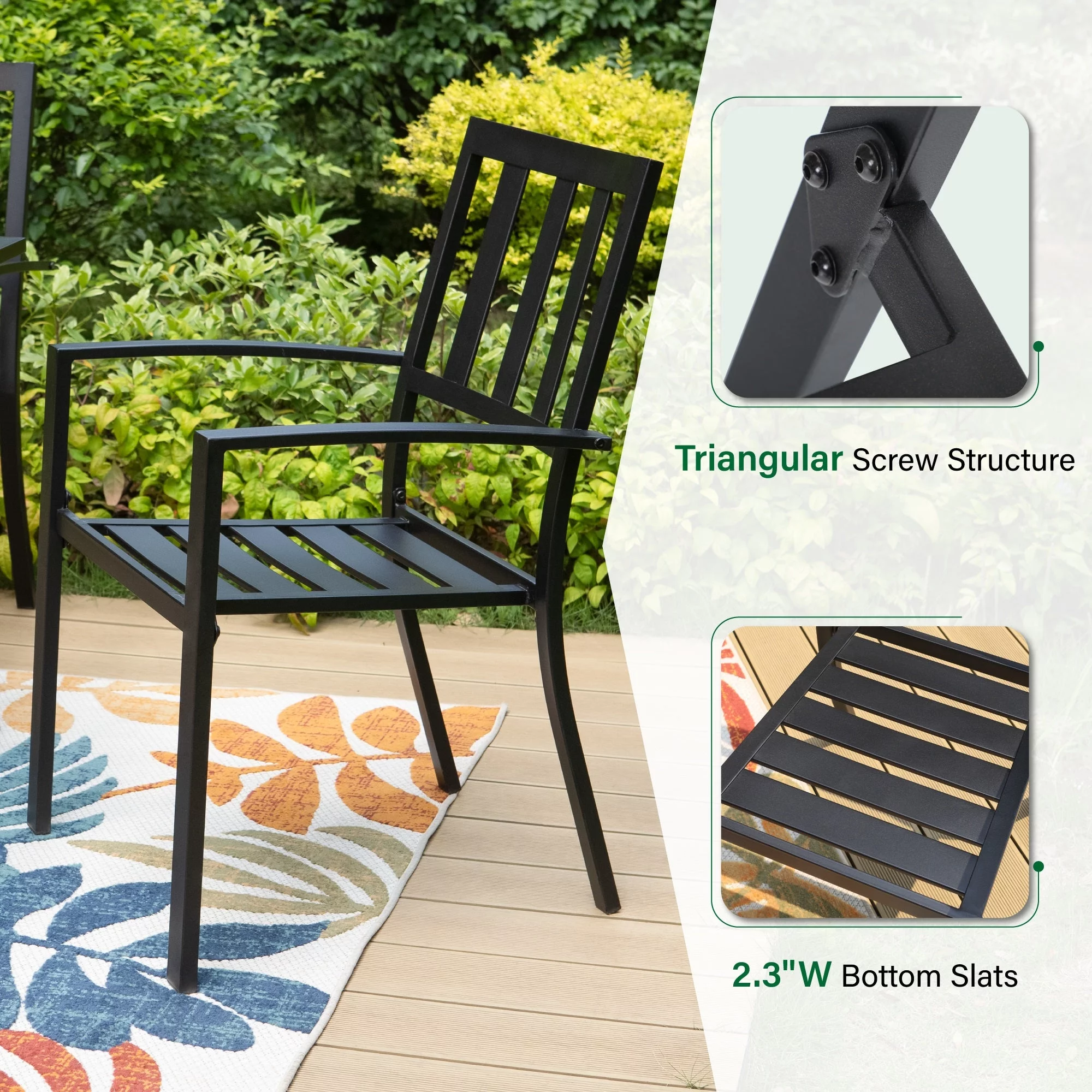 Sophia & William 7 Piece Outdoor Patio Dining Sets Metal Furniture Table and Stackable Chairs