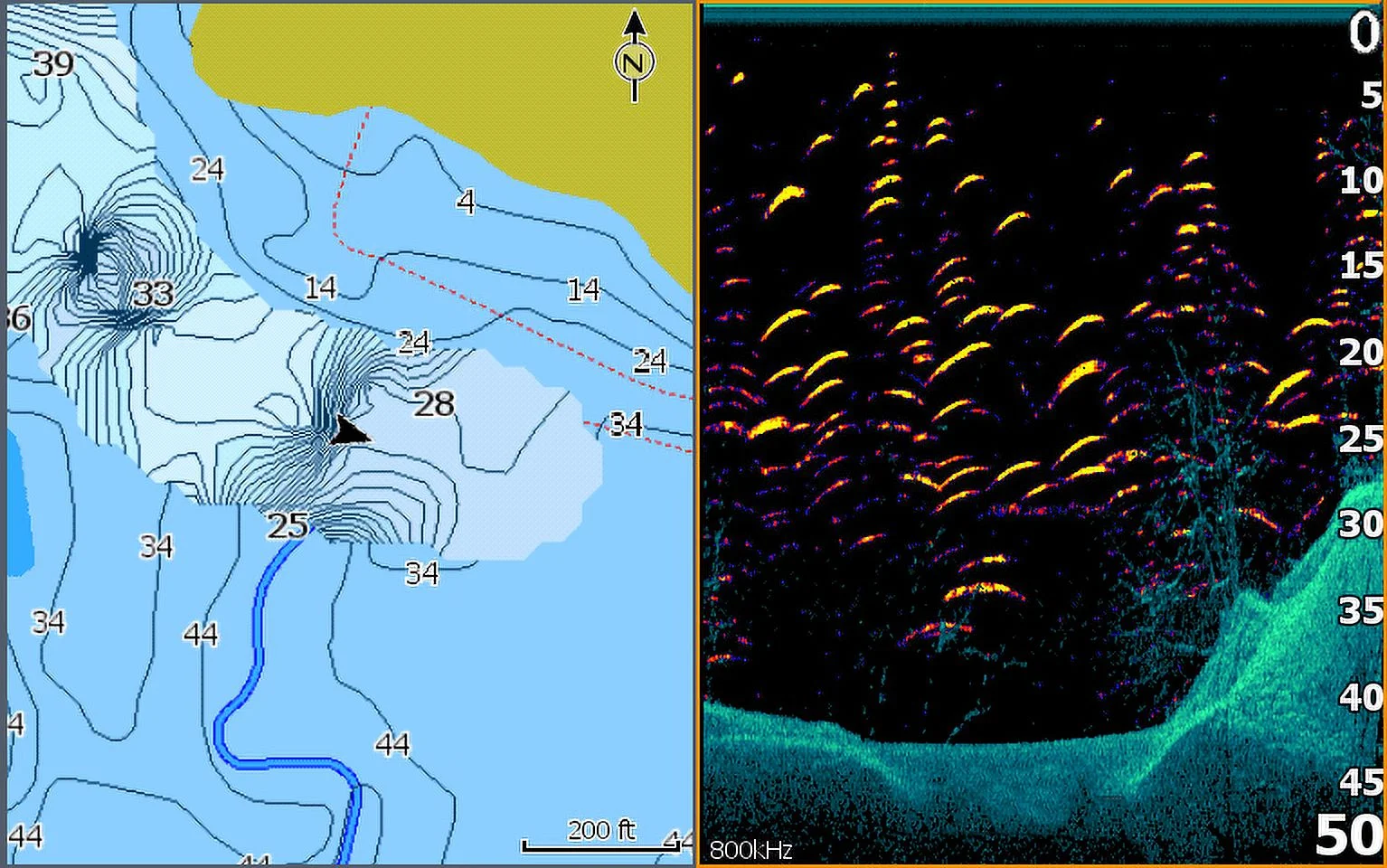 Lowrance Hook Reveal Fish finder Splitsht with Down scan Imaging without Mapping
