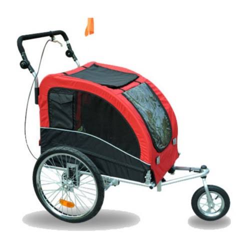 Aosom Elite II Pet Dog Bike Bicycle Trailer Stroller Jogger with Suspension -Red/Black