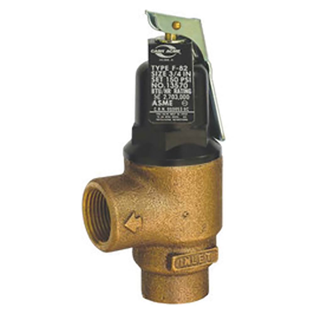 Cash Acme 13570-0125, F-82 3/4x22 Relief Valve with Lever Set at 125 PSI