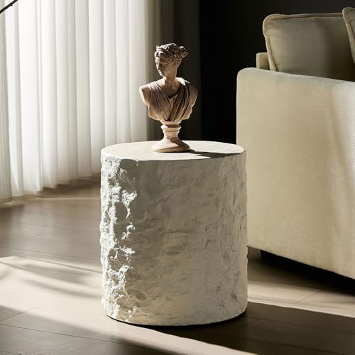 JUSTONE 15.75 ''Round Coffee Table, Accent End Table for Living Room Office Apartment, Modern Minimalist Side Table with Faux Marble Pattern