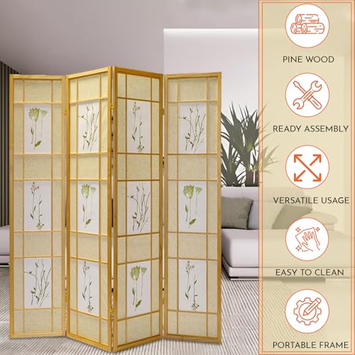 Legacy Decor 3 Panels Room Divider - Portable & Foldable Freestanding Room Privacy Screen - 71” Tall Botanical Floral Dressing Screen