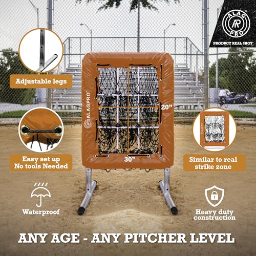 ALAGPRO® The Original 9 Hole Pitching Net with Strike Zone Pocket | Pitching Target for Baseball & Softball Pitchers