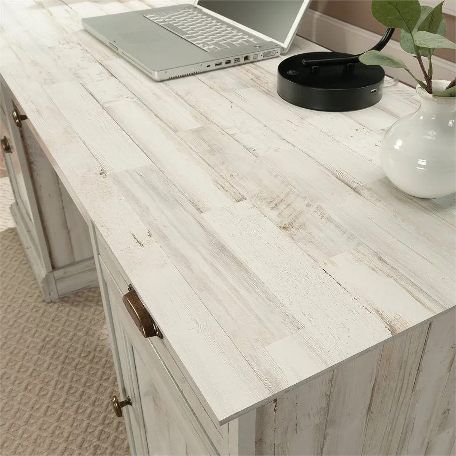 Sauder Barrister Lane Home Office Executive Desk, White Plank Finish - Radiant Selections