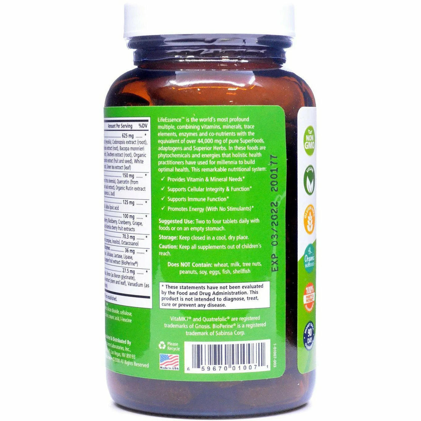 LifeEssence Multivitamin by Pure Essence - Kansas Nuitrition - HNZSDS