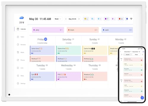 10.1 Inch Smart Digital Calendar Planner & Chore Chart, IPS HD Touchscreen Interactive Display for Family Schedules