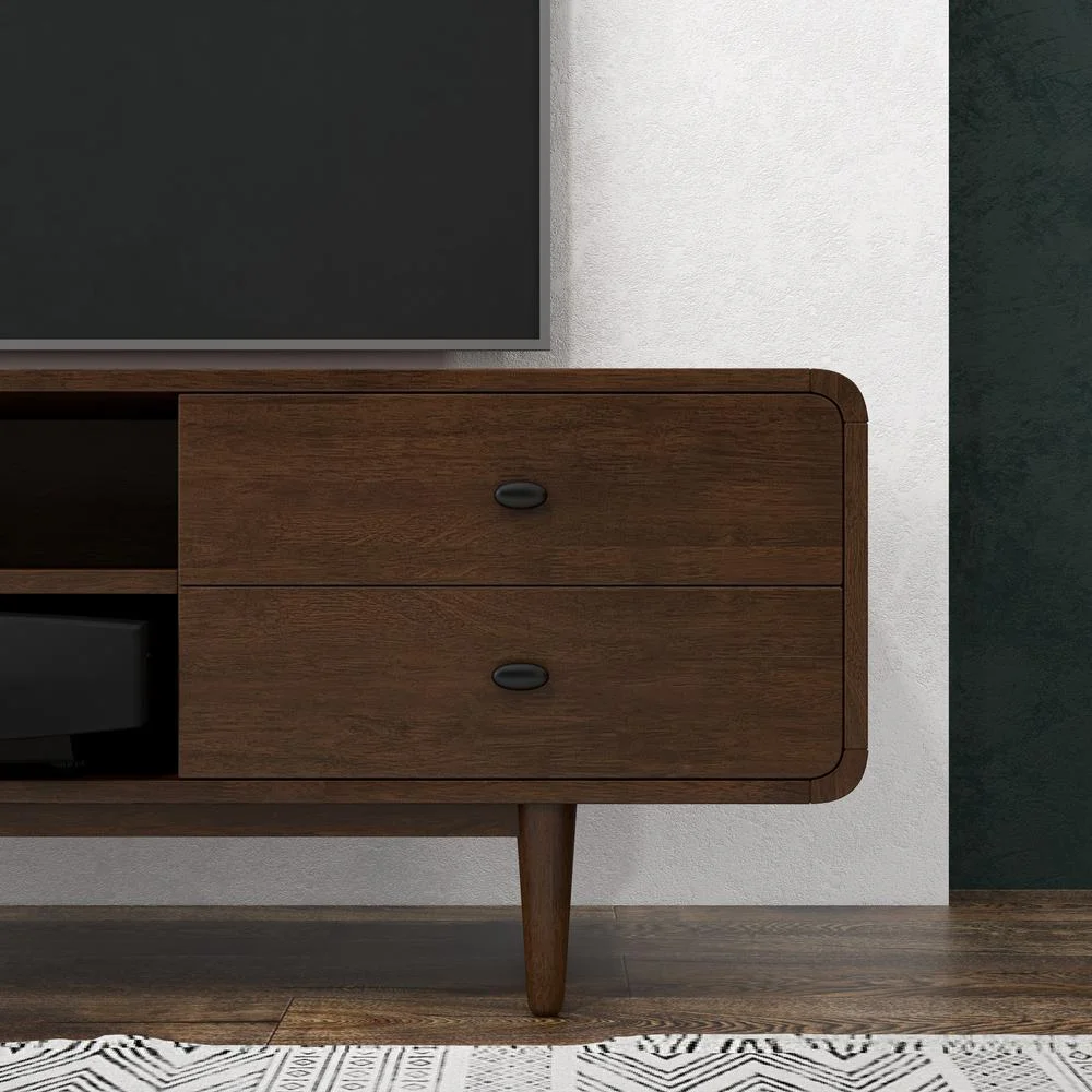 Stafford Mid-Century Modern Solid Wood Brown Tv Stand for 35/72 inch TV