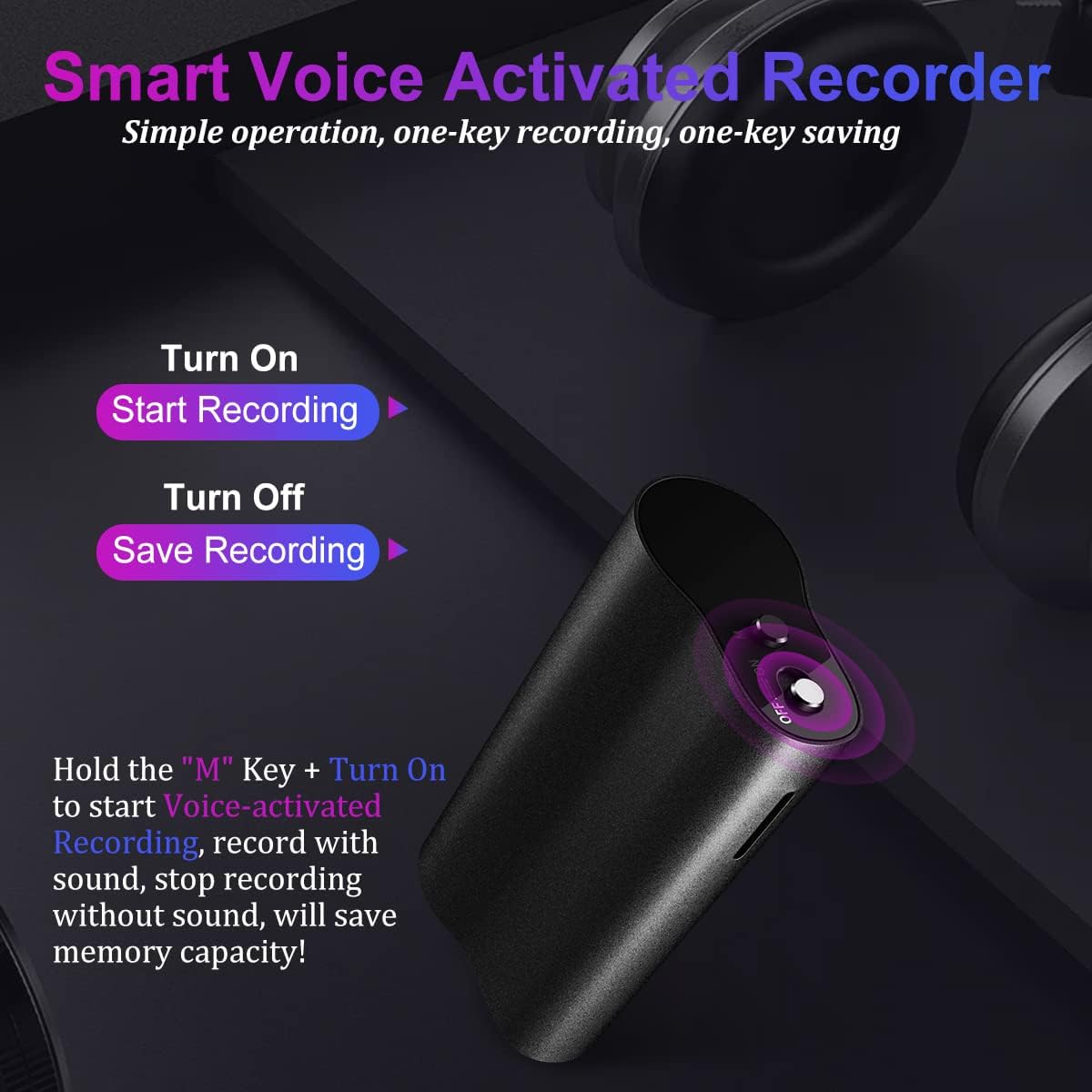 64+16GB Voice Recorder, Magnetic Voice Activated Recorder with 720 Hours Recording Capacity Small Voice Recorder Device with 500 Hours Battery Time