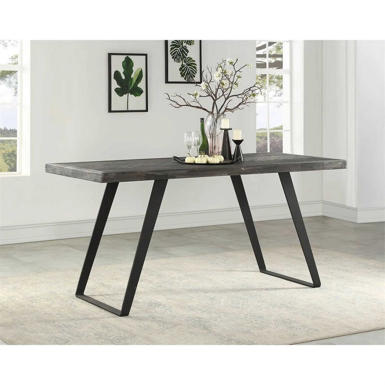 Pemberly Row Aspen Court Wood Herringbone Counter Height Dining Table