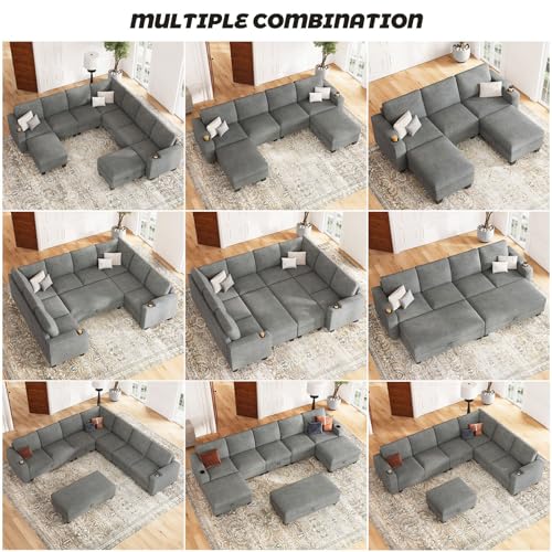 Belffin Modular Sectional Sofa Couch with Storage U Shape Convertible Corner Couches for Living Room Dark Grey Couch