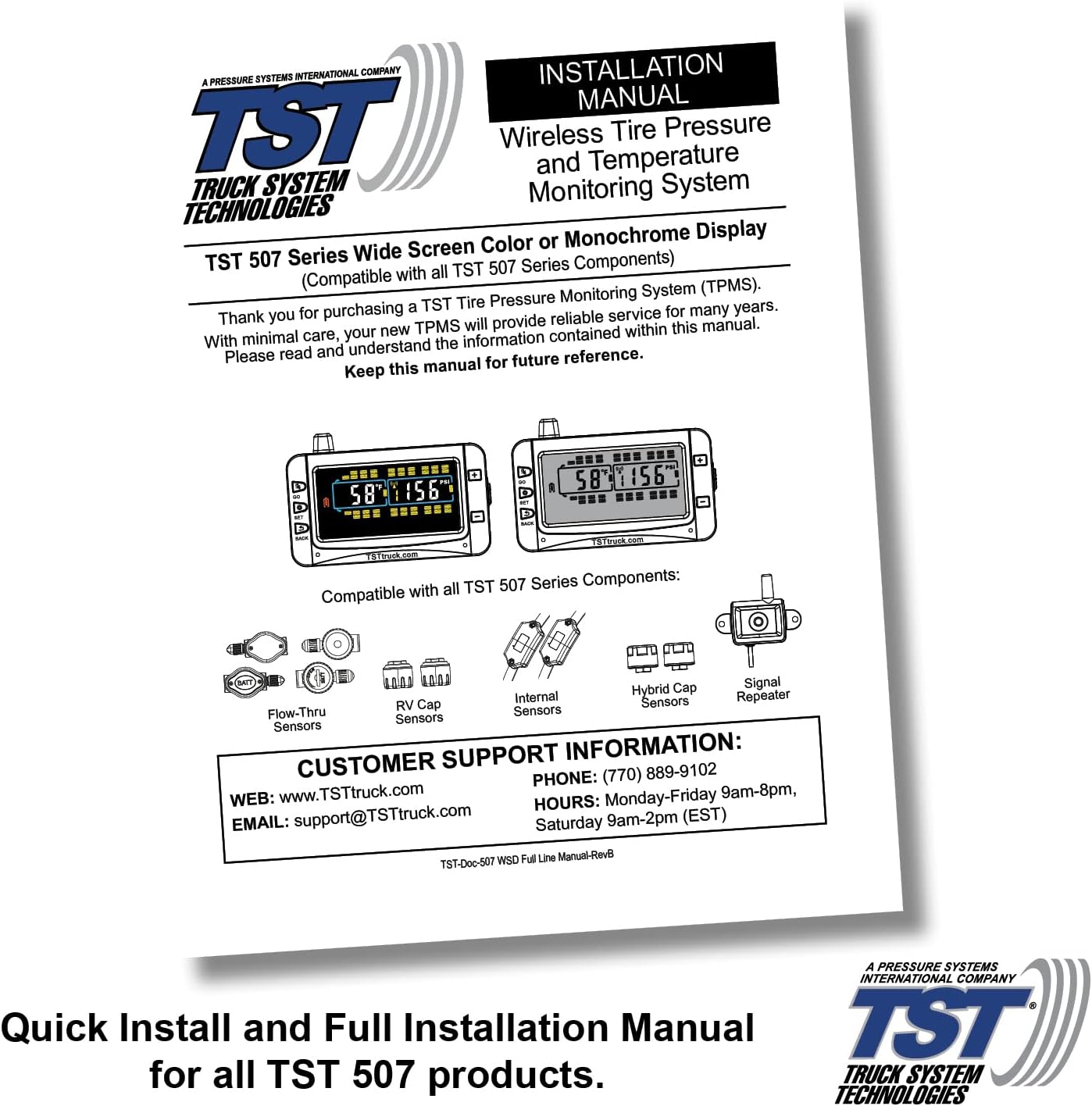 Truck Systems Technology TST 507 Tire Pressure Monitor w/ 12 Cap Sensors with Color Display