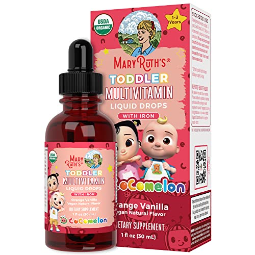 Cocomelon Multivitamin & Multimineral with Iron for Toddlers by MaryRuth's | USDA Organic | Sugar Free | Multivitamin Liquid Drops for Kids Ages 1-3