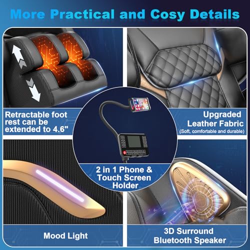 Massage Chair Full Body, Zero Gravity Massage Chair 2025 for Back Fatigue with 10 Fixed Rollers, Airbags, Phone Controller, Heating