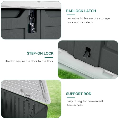 YITAHOME Outdoor Horizontal Storage Sheds w/o Shelf, Weather Resistant Resin Tool Shed, Multi-Opening Door for Storage of Bike, Trash Cans