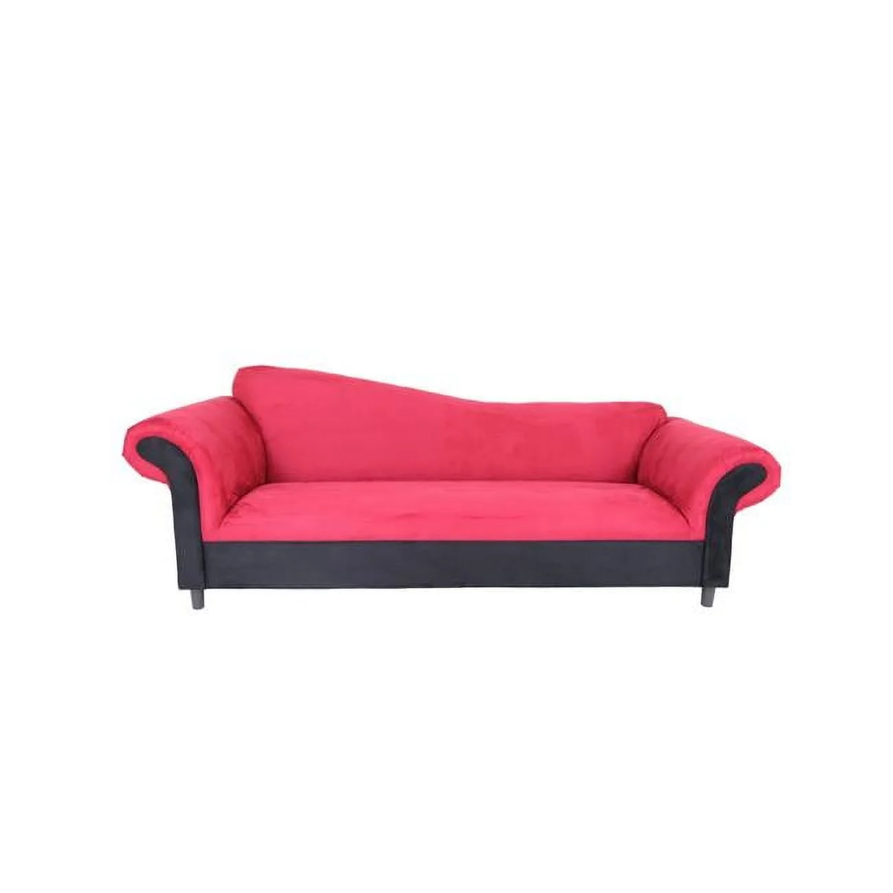 HomeRoots 530492 98 in. Red Velvet & Black Settee Sofa