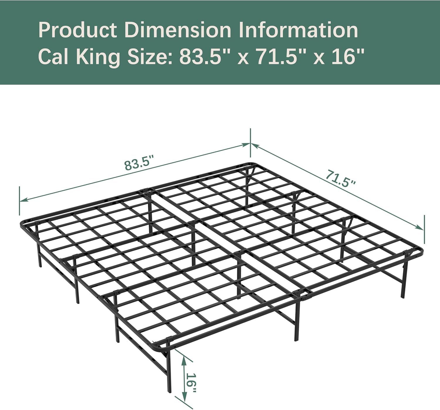 ZIYOO 16 Inch California King Platform Bed Frame Base, Mattress Foundation, Box Spring Replacement, Quiet Noise-Free